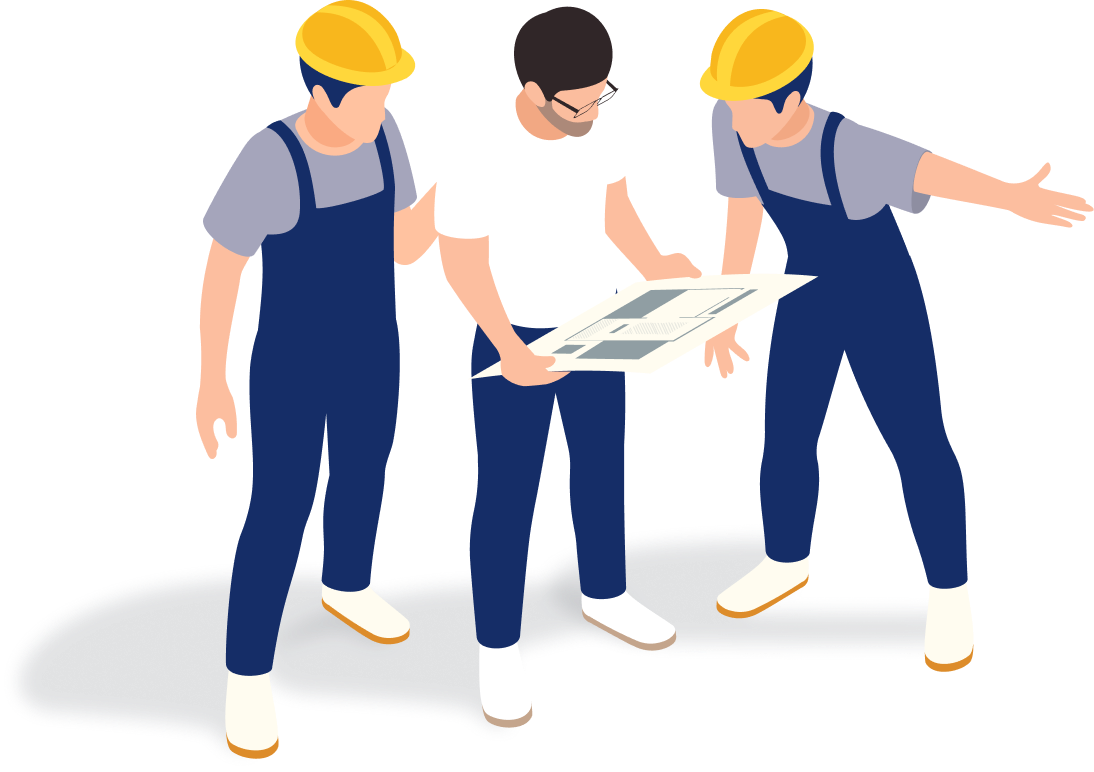 illustration de 3 ouvriers
